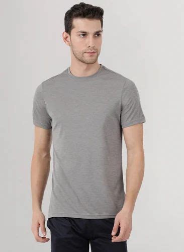 Men Grc Grey Plain Round Neck T Shirt Quantity Per Pack 1 Nos At Rs