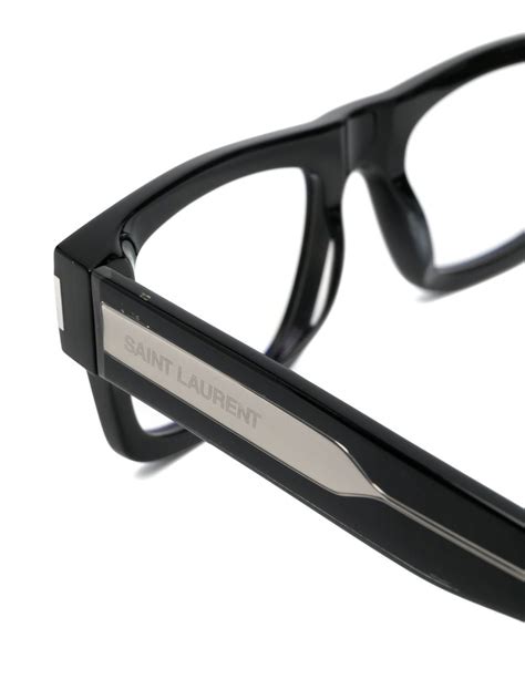 Saint Laurent Eyewear Brille Mit Eckigem Gestell Schwarz Farfetch De