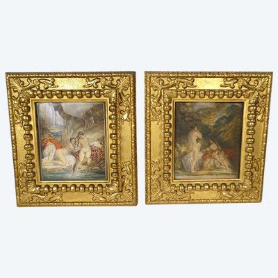 Pair Of Watercolors By Emile Lessore Nude Women Antikeo