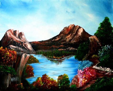 Acrylic Mountain Landscape Painting at PaintingValley.com | Explore ...