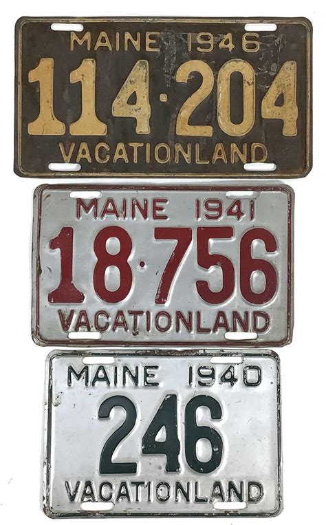 Lot 3 Vintage Maine License Plates