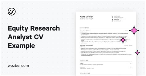 Equity Research Analyst CV Example