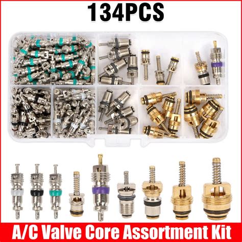 134Pcs Car Air Conditioner Valve Cores Assortment A C AC Shrader Valve