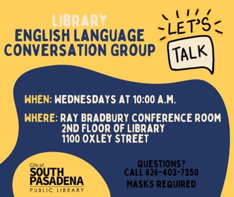 South Pasadena Public Library | English Language Conversation Group ...