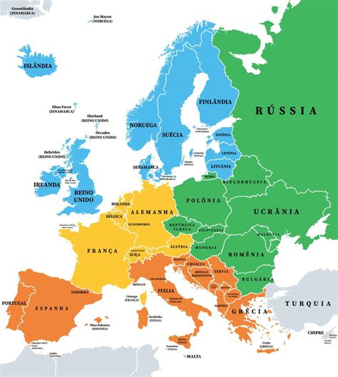 Quantos Países Tem O Continente Europeu - Mapa da Europa: países, capitais e regionalização - Significados
