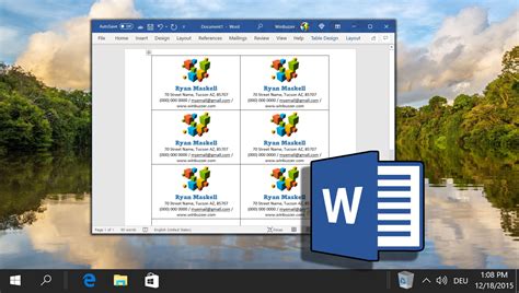 how to create business cards in word