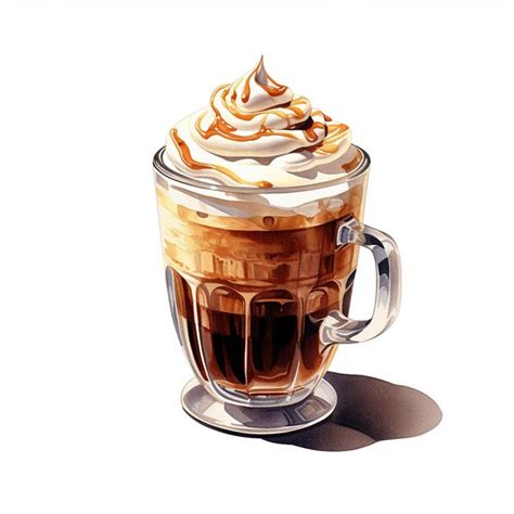 Premium Photo There Is A Painting Of A Coffee Cup With Whipped Cream