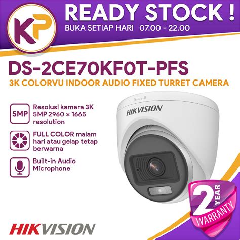 Jual HIKVISION DS 2CE70KF0T PFS 3K COLORVU INDOOR AUDIO FIXED TURRET