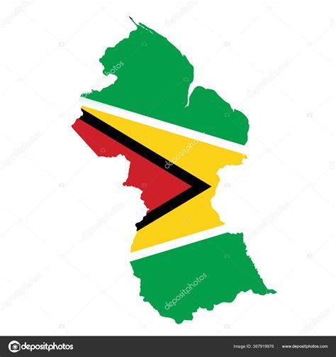 Guyana flag map. Country outline with national flag Stock Photo by ...