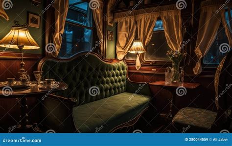 Train Interior in the 18th Century Stock Illustration - Illustration of ...