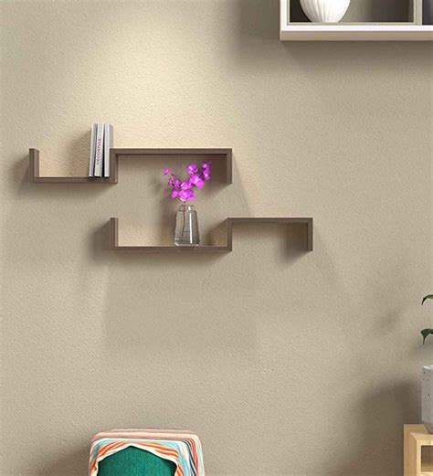 Buy Engineered Wood Floating Wall Shelf In Brown Colour At 44 OFF By