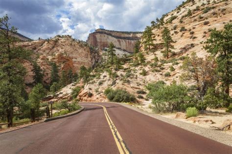 Scenic Drive In Zion National Park Stock Photo - Image of petrified ...