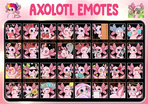 Twitch Discord Emotes Cute Pink Axolotl Kawai Chibi Fish Emoji