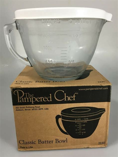 Pampered Chef Classic Batter Mixing Bowl 2 Quart 2230 Spout Lid Box Made In Usa Pamperedchef