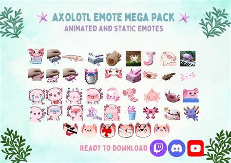 Axolotl Emote Pack For Twitch And Discord Twitch Emotes Discord Emotes