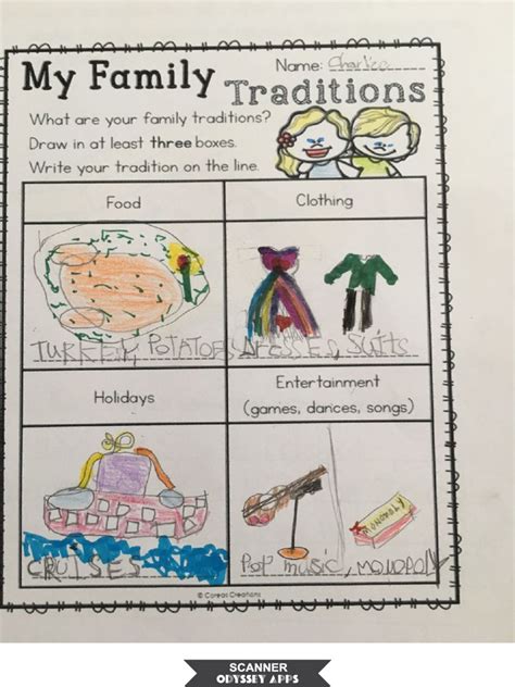 family traditions worksheet worksheets library