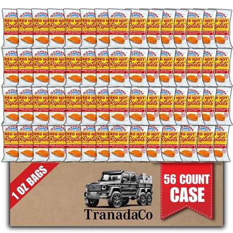 Old Vienna Of St Louis Red Hot Riplets Hot BBQ Chips 1oz Bags 56 Count Snack Case By