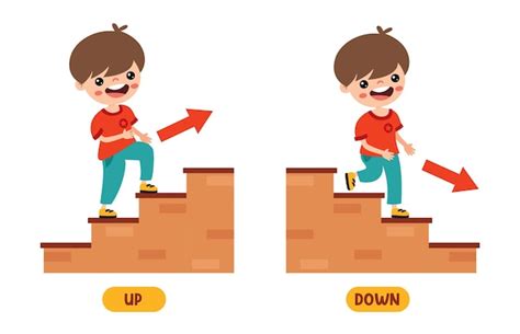 Premium Vector | Cartoon Kid Walking Up And Down On Stairs