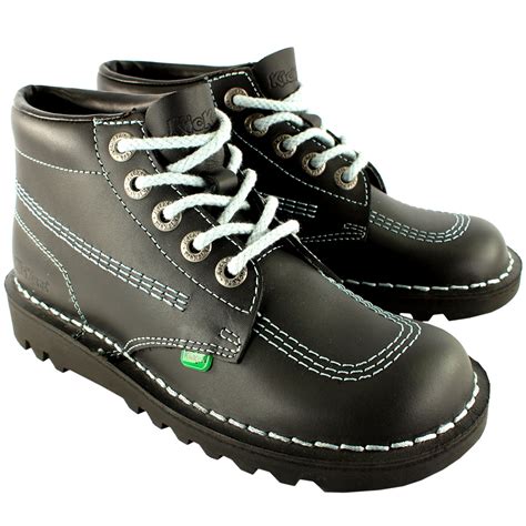 Unisex Kids Youth Kickers Kick Hi Back To School Leather Boots Shoes Uk