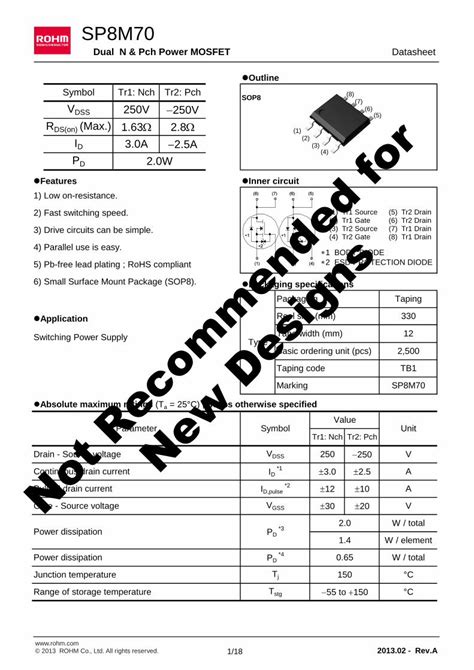 PDF SP8M70 Transistors Rohmrohmfs Rohm En Products Databook