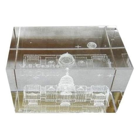 Us Capitol D Laser Etched Glass Crystal Paperweight Washington Dc