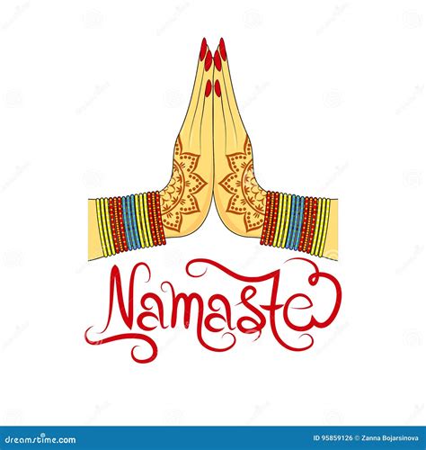 Indian Womans Hand Greeting Stock Vector Illustration Of Creative