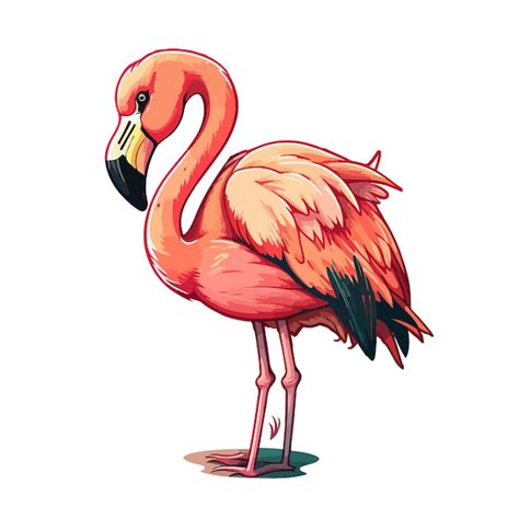 Style De Dessin Anim Mignon Flamant Rose Vecteur Premium