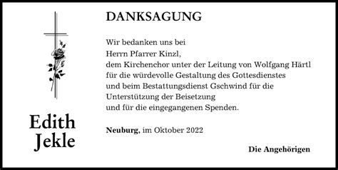 Traueranzeigen Von Edith Jekle Augsburger Allgemeine Zeitung