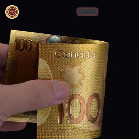 Wr Canada 100 Dollars 2011 Polymer Banknote 24k Gold Foil Bill Note Detail