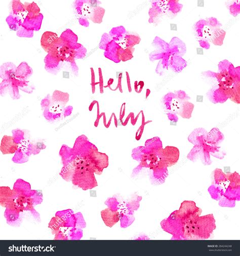 Summer Watercolor Typography Header Hello June Stock Illustration