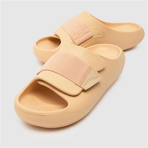 Mens Beige Crocs Mellow Luxe Recovery Slide Sandals Schuh