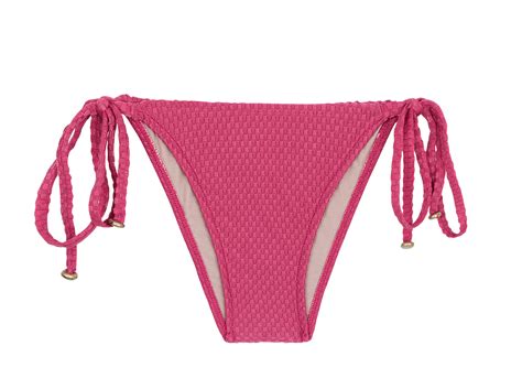 Textured Fuchsia Pink Side Tie Bikini Bottom Bottom Cloque Lichia Balconet Rio De Sol