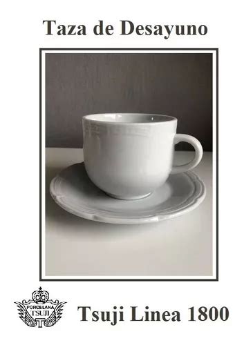 Taza Cafe C Leche Y Plato Porcelana Blanca Tsuji Linea 1800 En Venta En