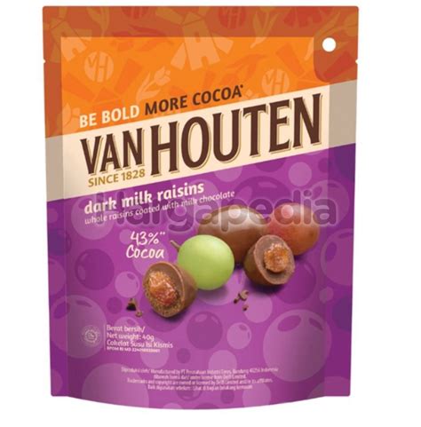 Van Houten Dark Milk Chocolate Dragees Raisins 40gm