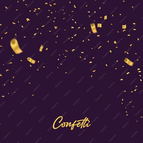 Premium Vector | A purple background with gold confetti and a gold ribbon