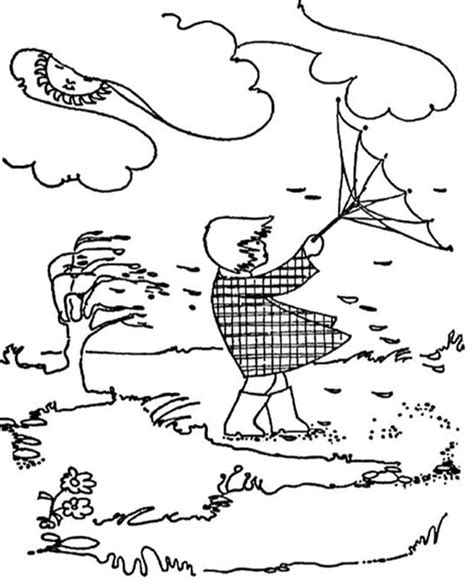 Windy Day Coloring Page