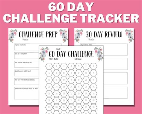 60 Day Challenge Tracker Printable 60 Day Tracker Habit Etsy