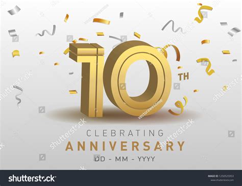 10 Anniversary Gold Numbers Golden Confetti Stock Vector Royalty Free 1250525953 Shutterstock