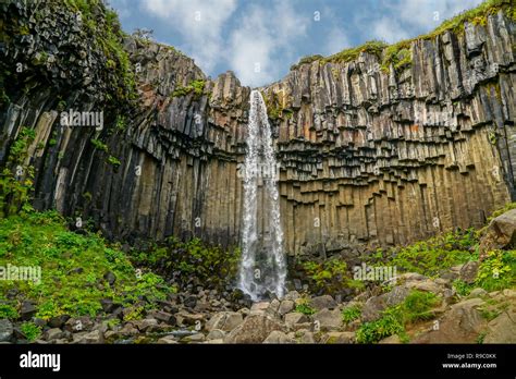 svartifoss waterfall surrounded  basalt columns   south