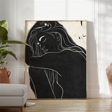 Black Abstract Nude Art PRINTABLE Abstract Wall Art Female Nude Line Art Abstract Woman Art