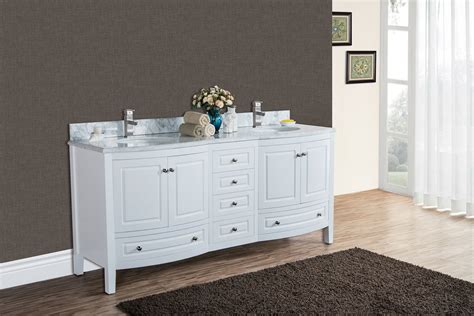 Porto White Vanity with Double Sink Countertop - 72 Inches