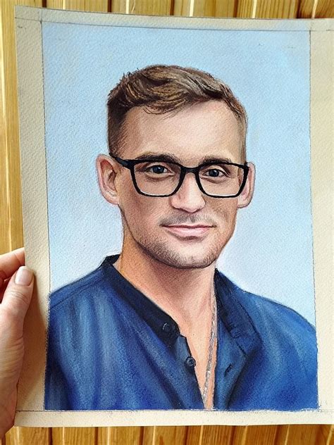 personalized pastel portrait   man hand drawn colored custom