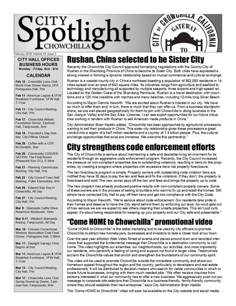 The February... - City of Chowchilla, California (Government)