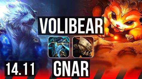 VOLIBEAR Vs GNAR TOP 6 Solo Kills Legendary 13 3 11 600 Games