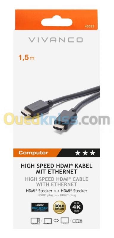 Cable Hdmi High Speed With Ethernet Uhd K Hdr M Vivanco Alger