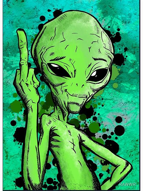 Alien Middle Finger Fuck Off Illustration Art Board Print By RAWWR