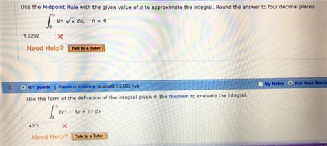 Solved Use the Midpoint Rule with the given value of n to | Chegg.com