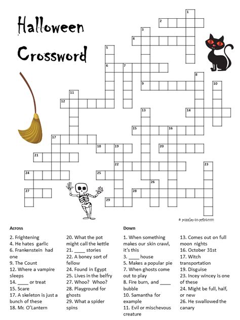 Free Printable Halloween Crossword Halloween Crossword Puzzles