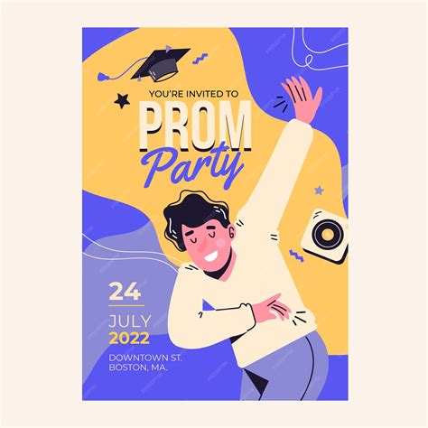 Free Vector Flat Prom Invitation Template