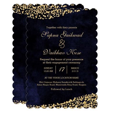 Navy Blue Watercolor Gold Wedding Invitation Zazzle Winter